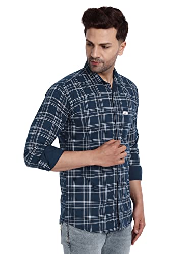 Image of Majestic Man Slim Fit Cotton Casual Check Shirt for Men