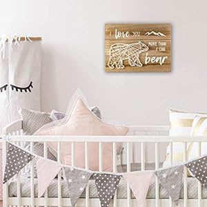 VILIGHT Woodland Nursery Wall Decor for Baby Boys and Girls - New Mom Gifts Rustic Sign for Mommy and Kids - I Love You More Than I Can Bear - String Art 12x8.6 Inches VILIGHT Woodland Nursery Wall Decor for Baby Boys and Girls New Mom Gifts Rustic Sign for Mommy and Kids I Love You More Than I Can Bear String Art 12×86 Inches