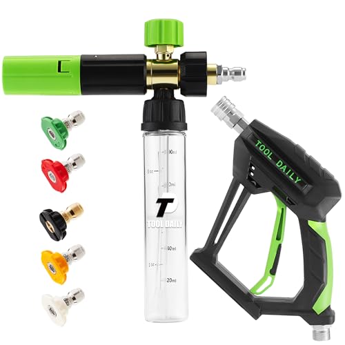 Image of Tool Daily Pressure Washer Short Gun with Mini Foam Cannon, 5 Power Washer Nozzle Tips, 1 /4 Inch Quick Connector