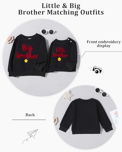 ZOEREA Roupas infantis para bebês meninos Little Big Brother combinando outono pulôver gola redonda