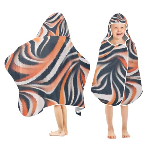 Kigai Abstract Pattern Hooded Beach Towel for Kids Soft Absorbent Quick Dry Bath Towel with Hood Lightweight Toddler Shower Pool Bath Wrap for Boys Girls