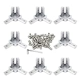 BLCCLOY 8Pcs 4040 Aluminum Extrusion T Slot Corner Bracket 40 Series Extruded Hardware 3 Way Tri End Cap Connector with Set Screw for 40/40 4080 T V Slot Aluminum Profile Frame Fitting
