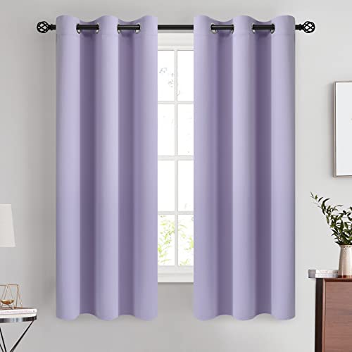 Image of COSVIYA Grommet Room Darkening Lilac Curtains 63 inch Length for Bedroom | Light Blocking Insulated Thermal Curtains for Living Room, Blackout Thick Polyester Window Drapes,42x63 inches, 2 Panels