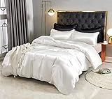 Bedify Bedding 100% Pure Silk Satin Flat Sheet Fitted Sheet 16"to18" Deep Pocket Mattress fit Silk F