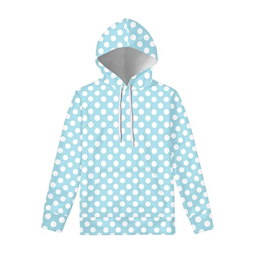 Sweat à capuche confortable homme bleu clair à pois grande taille 4XL
