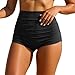 Hilor Women's High Waisted Bikini Bottom Shirred Hispter Tankini Briefs Swim Shorts