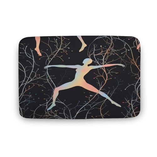 Bath Mat Holiday Pattern with The Silhouette of an Athlete Bathroom Mats Rugs Gymnastic Gifts for Girl Velvet Absorbent Doormat for Kitchen Kitchen Bedroom Indoor Super Cozy Non Slip 20