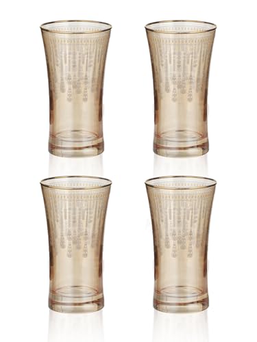Image of Trovea's Golden Brilliance Highball Glass, Set of 4, 220 Ml for Water, Juices, Drinks and Spirits