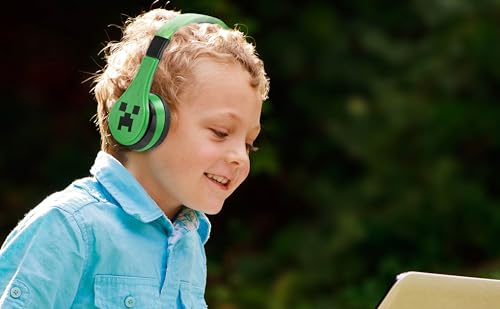 Image of eKids Minecraft Bluetooth Kids Headphones with Microphone, Volume Reduced Wireless Headphones for School