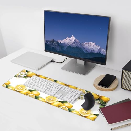 Tapis de souris fleur blanche citron pour embellir votre sous-main de bureau