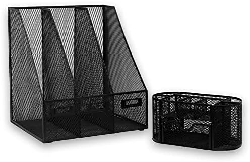 OSCO Arctic White Wire Mesh Triple Magazine Rack