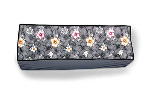 Image of Polyester Split Ac Cover Indoor Unit For 1.5 Ton Capacity Ac, All Weather Cover /Attractive Digital Prints /Dustproof /Water Resistant Ac Cover (Grey Floral)