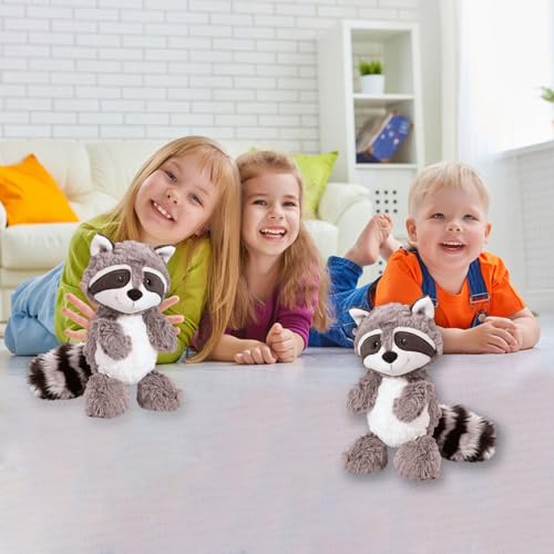 JcvPot Waschbär, Waschbär Kuscheltier, 25 cm Grauer Waschbär Plüschtier, Weiches Stofftier Zum Kuscheln Und Spielen, Kinder Und Sammler