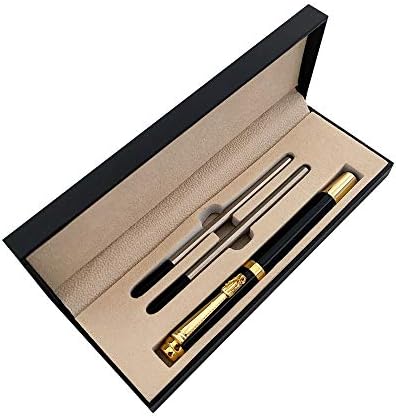 Accod Ballpoint Pen High-end Business Signature Pen Metal Pen Clip Black Ink Rollerball Pen with Two 0.5mm Replacement Refills Gift Pen Premium Gift Box (Black)