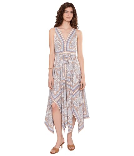 Lauren Ralph Lauren Womens Paisley Georgette Handkerchief-Hem Dress Cream-Multicolor 8