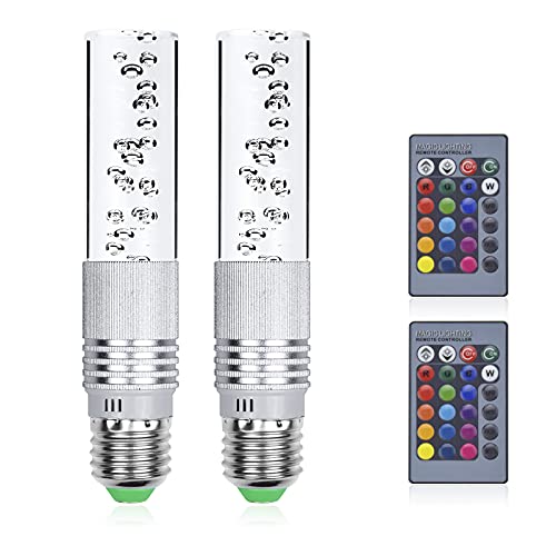Klarlight E27 Crystal RGB LED Bulb, 3W RGB Color Changing Light Bulbs with Remote Contorl, RGB Crystal Bubble Lights Dimmable Party AtmosphereÂ Light Bulb for KTV, Living Room, Hotel, Bars (2-Pack)
