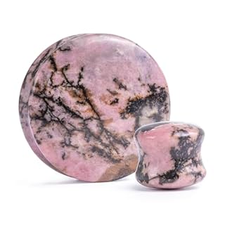 Custom Plugs Rodonite Pietra Plug/Gauge, 30mm, Pietra, Nessuna pietra preziosa