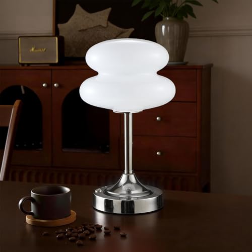 Zoeger Cordless Mushroom Lamp Table Lamp for Bedroom, Battery Operate Mini Modern Mid Century Lamps,Unique Aesthetic Home Living Room Decor