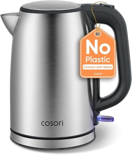 COSORI Electric Kettle 1.7L 3000W Plastic-free Interior Lids Open at 2 Angles Easy to Clean Automatic Shut Off & Boil-Dry Protection Stainless Steel Tea Kettle Hot Water Boiler & Heater S152