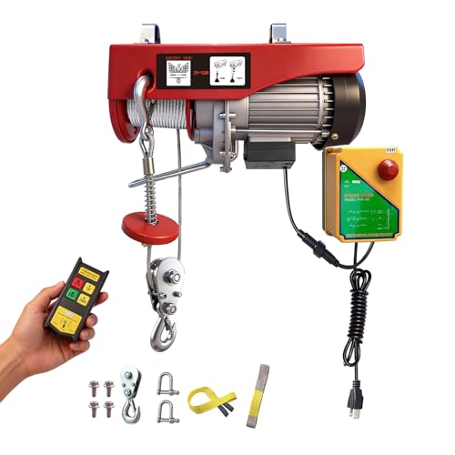 1320lbs Wireless Electric Hoist, 110V Electric Steel Wire Winch with Wireless Remote Control, 40ft Single Cable Lifting Height, Lift Hoist for Factories Warehouses Construction Site Attic