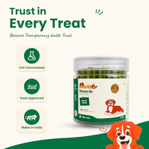 Image of Nootie Active Dental Sticks for Dogs 220g | Triple Action | Seaweed & Chlorophyll Formula | Reduces Tartar, Freshens Breath | Sensitive Stomach | All Breeds & Puppies
