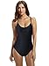zeraca Women's Vintage Sporty One Piece Swimwear S4 Black