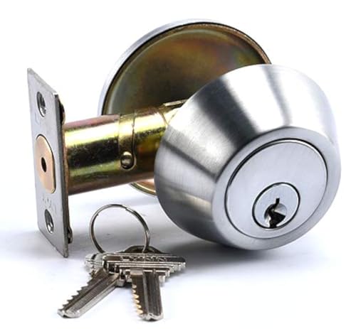 LYNN HARDWARE Heavy Duty Designer Commercial Deadbolt (Single Cylinder Lock, Satin Chrome, 26D) Non-Handed, Grade 2 Industrial - UL 3 Hour Fire Rated & ADA Compliant | Wood or Metal Doors by LYNN HARDWARE - Used condition - US$28.72
