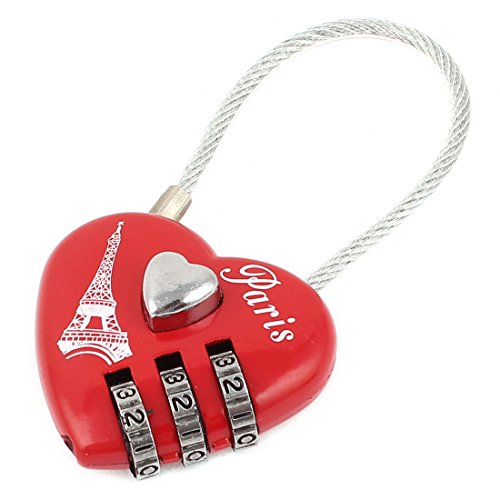 Image of Aexit Red Heart Padlocks & Hasps Shaped 3 Digits Luggage Drawer Combination Password Combination Padlocks Padlock Lock