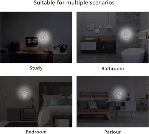 Image of Green Lucky Clover Plug-in Night Light,St Patrick's Day Shamrocks Lamp Auto Dusk to Dawn Sensor Nightlights Plug into Wall,Energy Efficient Nightlight Home Decor for Bedroom,Bathroom,Kitchen,Hallway