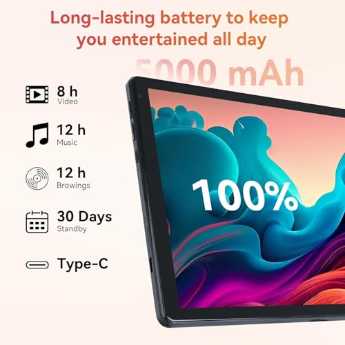 Image of URAO Tablet,10.1 inch Android 15 Tablet with Octa-core Processor 24GB RAM 128GB ROM HD IPS Touchscreen 8H Battery, Wi-Fi 6, BT 5.0, Dual Camera, Android Tablets