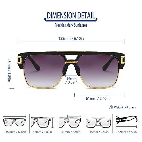 Freckles Mark 70s Retro Sunglasses Mens Womens Trendy Square Gold Metal Sun Glasses Vintage Gangster Style4