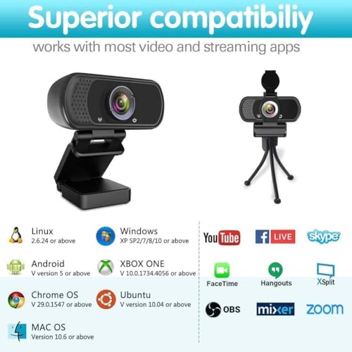 Image of TRAUSI Webcam 1080P with Built-in Mic, Wide Angle & Privacy Cover for PC /Laptop, Plug & Play USB HD Computer Web Camera with Light Correction for Meetings, Streaming and Video Calling (Black)