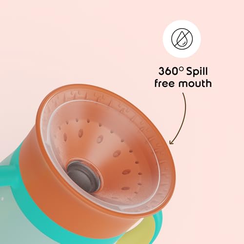 Image of rabitat Sip Around Stainless Steel Sipper 390ml | 2 Years Brand Warranty | Leak Proof | BPA Free | Sippy Cup for Kids with Soft Silicone Rim | Ergonomic Design, Sunny Roar