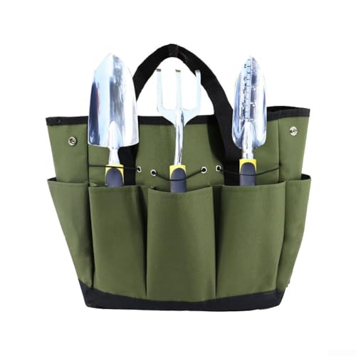 Kit de herramientas de jardinería con diseño de múltiples bolsillos para una organización eficiente de herramientas (verde)