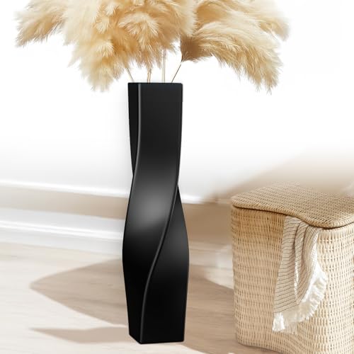 Tall Vase On Floor, 23.62" Twisted Geometric Flower Vase for