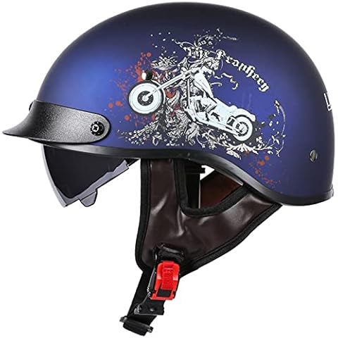 ZGFHTY Retro Motorcycle Open Face Half Helmet Fashion Jet Helmet Sun Protection Cover
