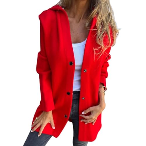 Women's Fashion Casual Single-Breasted Hooded Jacket Lightweight Flannel Long Autumn Jacket Elegant Windbreaker4