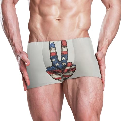 American Flag July 4th Independence Day Hands Mens Swim Trunk Swimwear Swim Brief Square Leg Board Short S S04068342