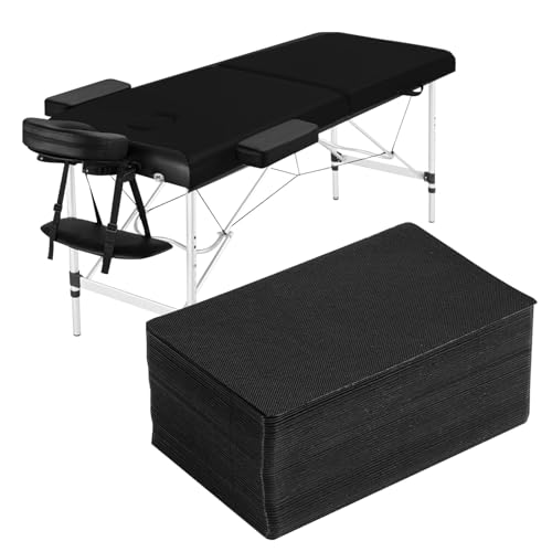 31 X 70 Massage Table Sheets Waterproof and Oil Proof Disposable Bed Sheets Non Woven Fabric SPA Bed Cover for Massage Beauty Tattoos (50pc Black)