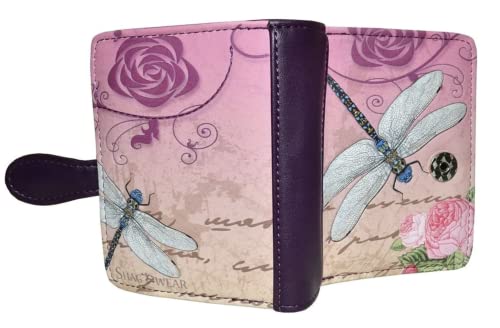 Shag Wear Vintage Dragonfly Small Insect Wallet for Women and Teen Girls Vegan Faux Leather 4.5" Purple3