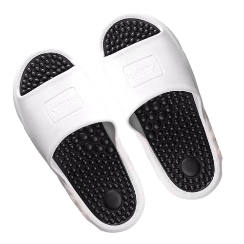 Massage Slippers with Thick Sole for Women Indoor Outdoor Bathroom Pool Gym Use, White Size 42-434