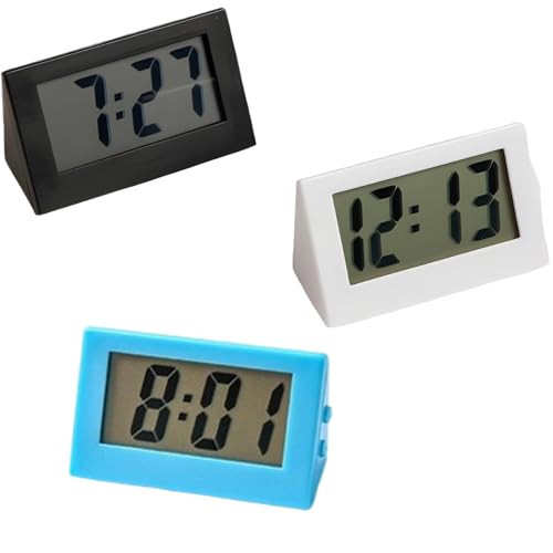 CBRPVT 3Pcs Small Digital Clock,Travel Clock,Small Clocks,Compact Travel Alarm Clock Set, Powered Display, Non Ticking Silent Operation, for Bedroom Office Kitchen Bathroom
