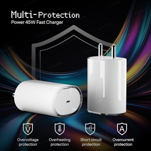 Image of Original 45W USB C Fast Charger Adapter & Cable for C M F Phone 1 /Nothing Phone 3a Pro /3a /2A /2a Plus /2 /Buds, 45 Watt Type C Charging Adaptor, Upto 50w Charge Support, White