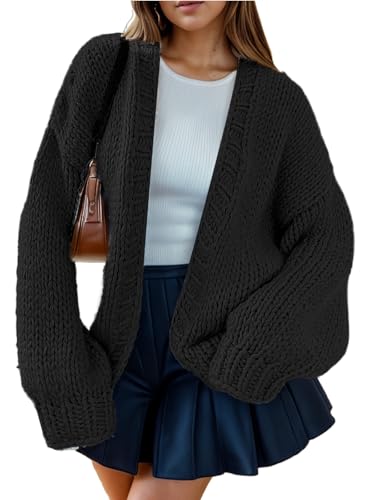 Women's Oversized Open Front Chunky Cardigans Sweaters Long Sleeve Knitted Jackets Tops