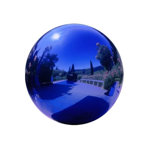 Koiugayk Stainless Steel Mirror Reflective Gazing Ball, Blue Decorative Sphere, Polished Hollow Ball, Reflective Shiny Garden Sphere for Garden & Home Decor (Dia: 10 inch)