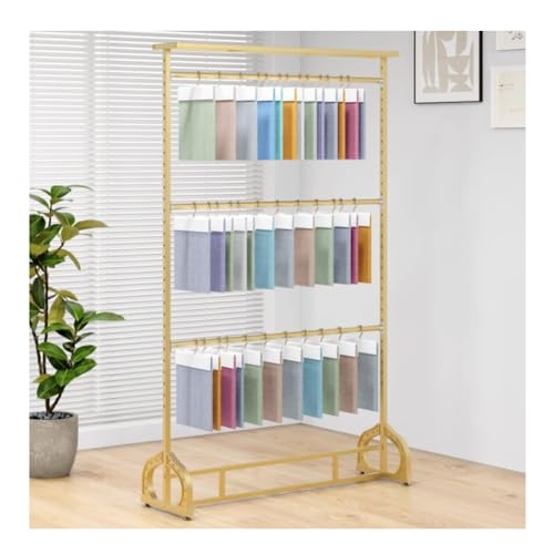 Estante ajustable para telas dorado de 100x40x200 cm con soporte de pie para cortinas