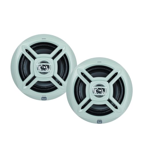 Dual Electronics WSM651 Two 6.5 inch Water Resistant Dual Cone High Performance Marine Speakers with 100 Watts of Peak Power | Gray