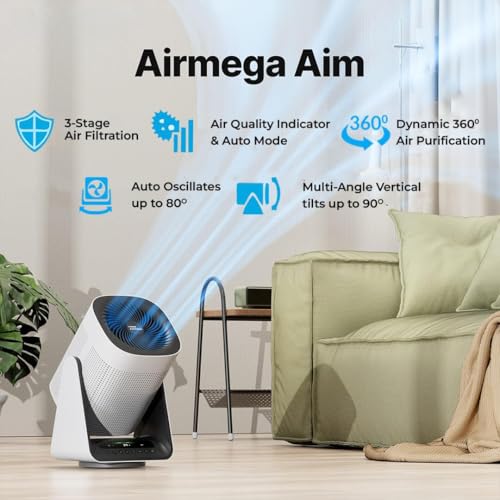Image of Coway Airmega AIM (AP-0623B) Air Purifier For Home, Cleans Upto 355 Sq.Ft, Longest Filter Life 8500Hrs (Approx. 1.5-2 Yrs), Kills Virus & PM 0.01 With 99.999% Efficiency, 7Yrs Motor Warranty, White