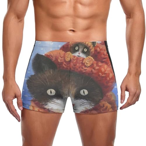 Slip short de bain homme anti-décoloration chlore motif chat mignon