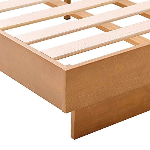 Bikahom Vancouver Mid-Century Modern King Size Bed Frame, 12 Inch Solid Wood Platform Bed With Under Bed Storage Space, Wood Slat Support, No Box Spring Needed, Easy Assembly, Walnut Finish #TOP4